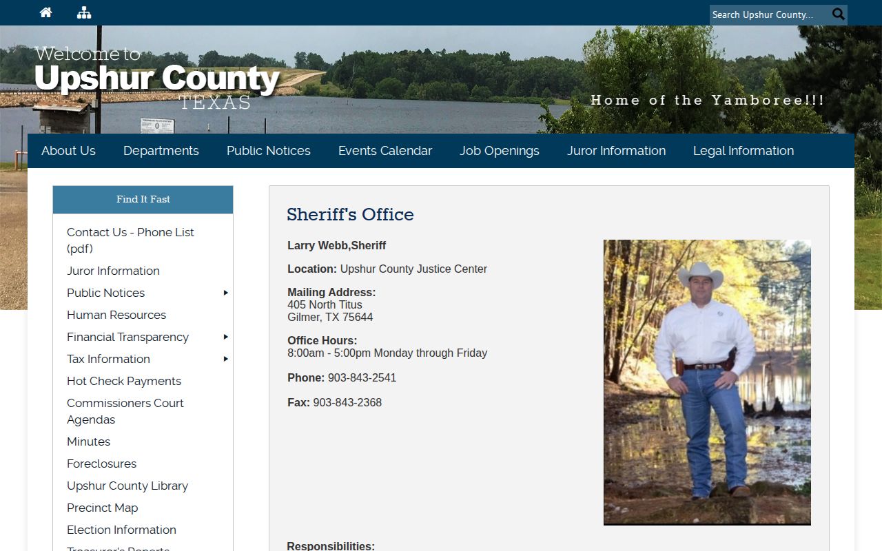 Upshur County released inmate Sheriff report entry